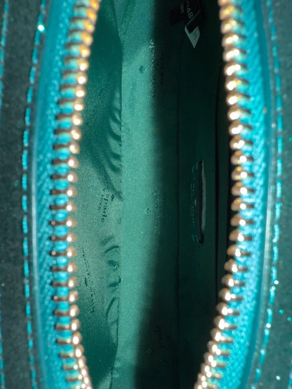 Kate Spade Teal Glitter Oval Crossbody Bag
